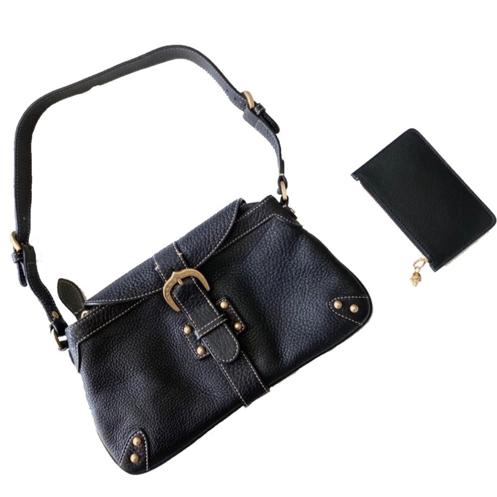 HTF: Dooney & Bourke ✪ Pebbled Leather Handbag ✪ Black with Gold Hardware ✪ - Picture 2 of 12